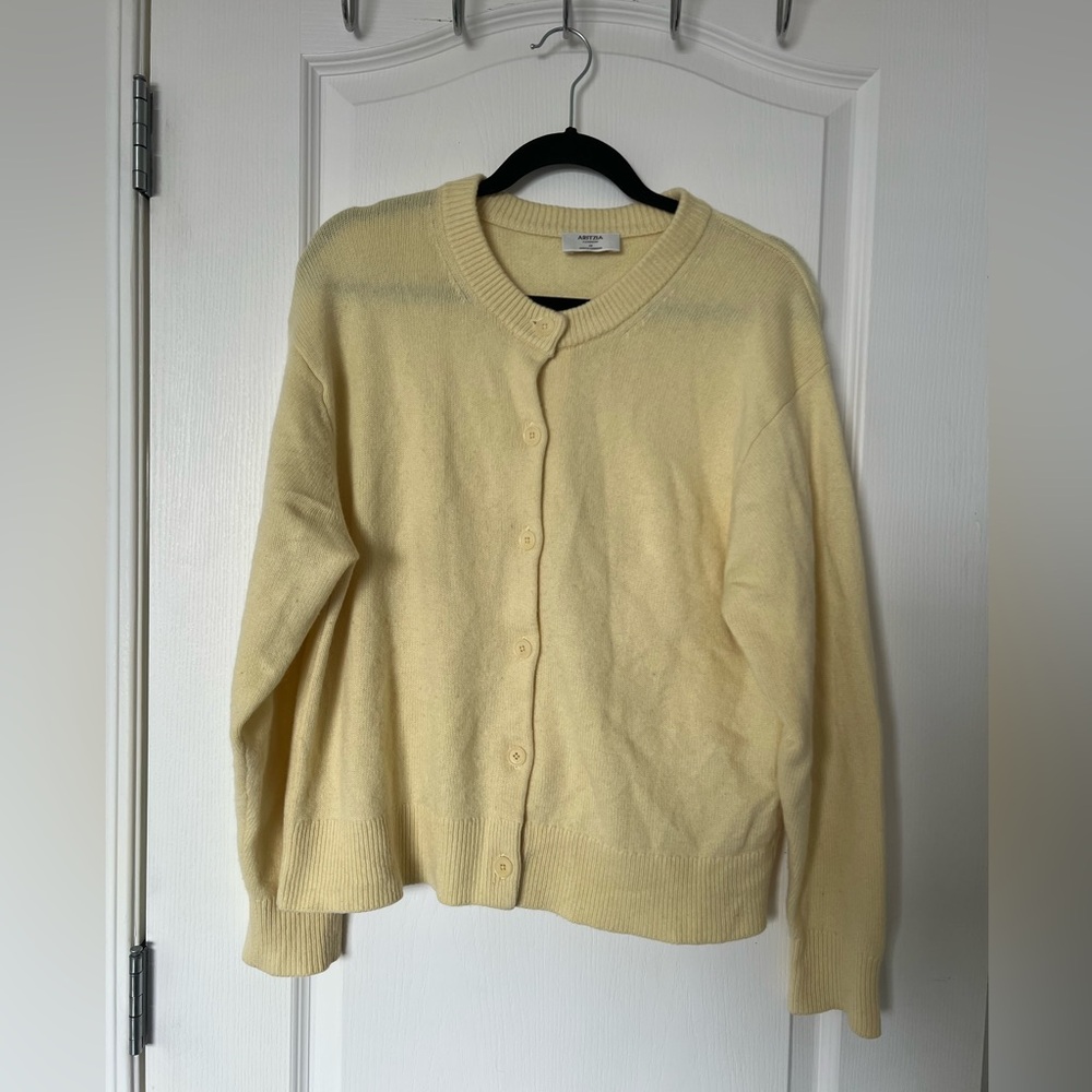 SOLD - Aritzia 100% cashmere button up Butter Yellow Women's Cardigan